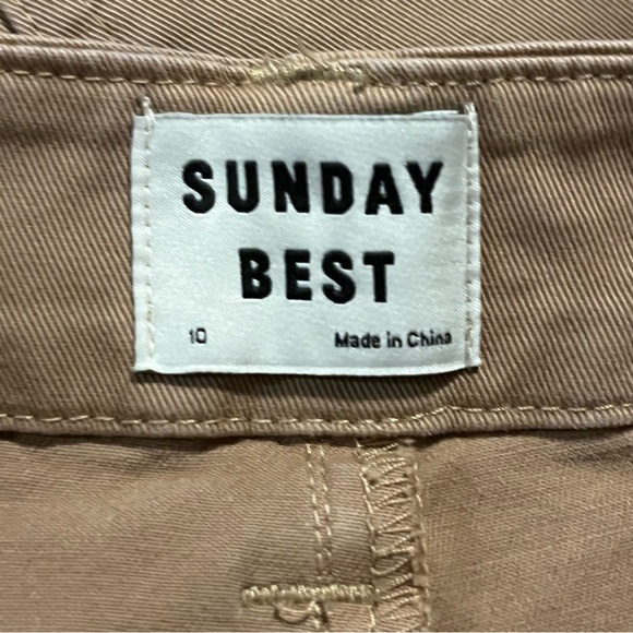 Aritzia Sunday Best Genevieve Wide Leg Cropped Pants Brown Size 10 Utility - Picture 10 of 15